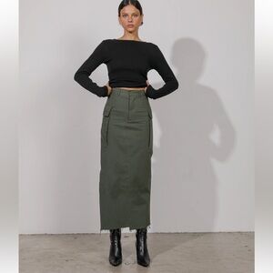 Local European Dark Olive Cargo Utility Skirt | Size Small